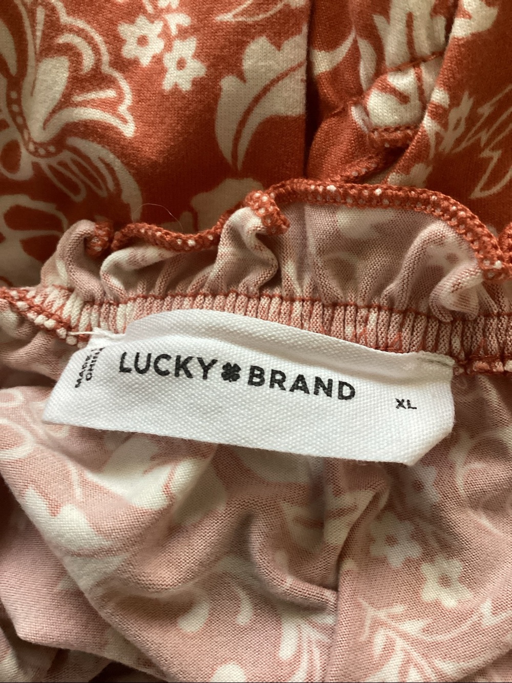 Lucky Brand Floral Tiered Sleeveless Dress Ruffle Details Smocked Waist size XL - Picture 6 of 7